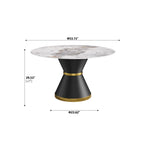 Modern Stone Round Dining Table With  Black Carbon Steel Base  - image 8