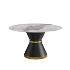 Modern Stone Round Dining Table With  Black Carbon Steel Base  - image 1