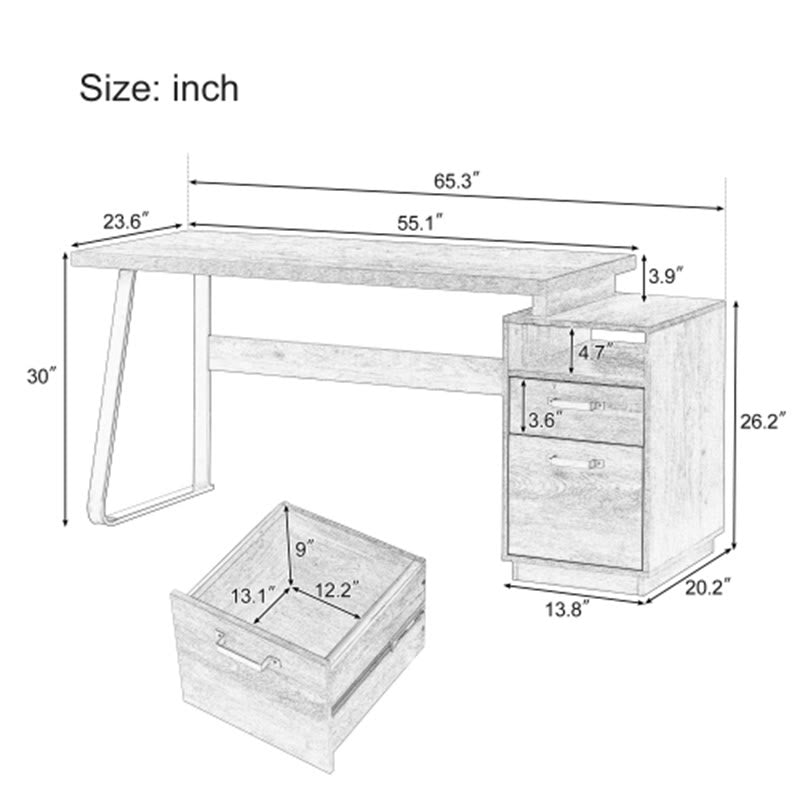 Home Office Computer Desk With Drawers - image 8