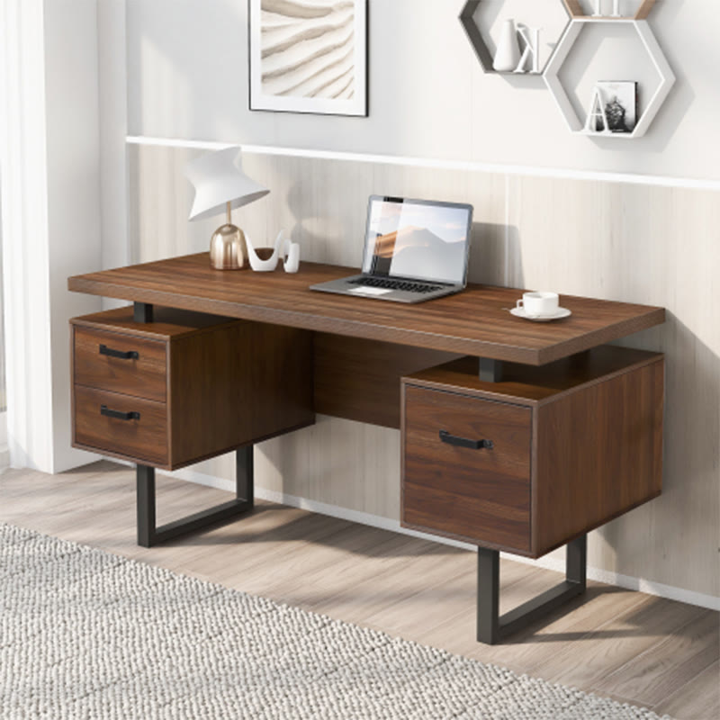 Home Office Computer Desk With Hanging Letter-size Files - 59"L x 23.60"W x 30"H - image 0
