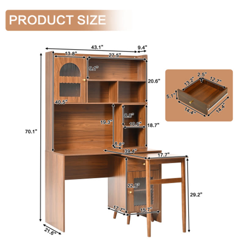 Computer Desk With 90 Degree Rotating Desktop - image 16