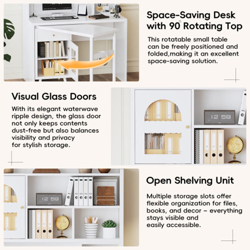 Computer Desk With 90 Degree Rotating Desktop