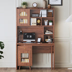 Computer Desk With 90 Degree Rotating Desktop - Walnut - image 0