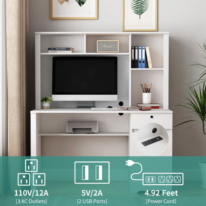 Computer Desk With Hutch & Bookshelf