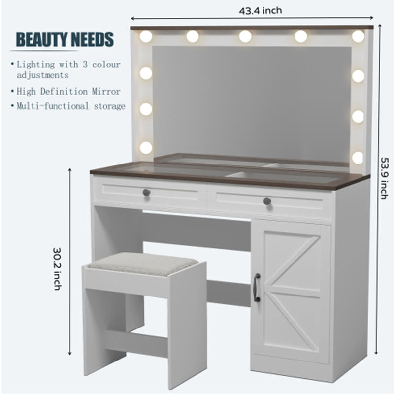 43.4"makeup Vanity Table With 11 Led Light - image 5