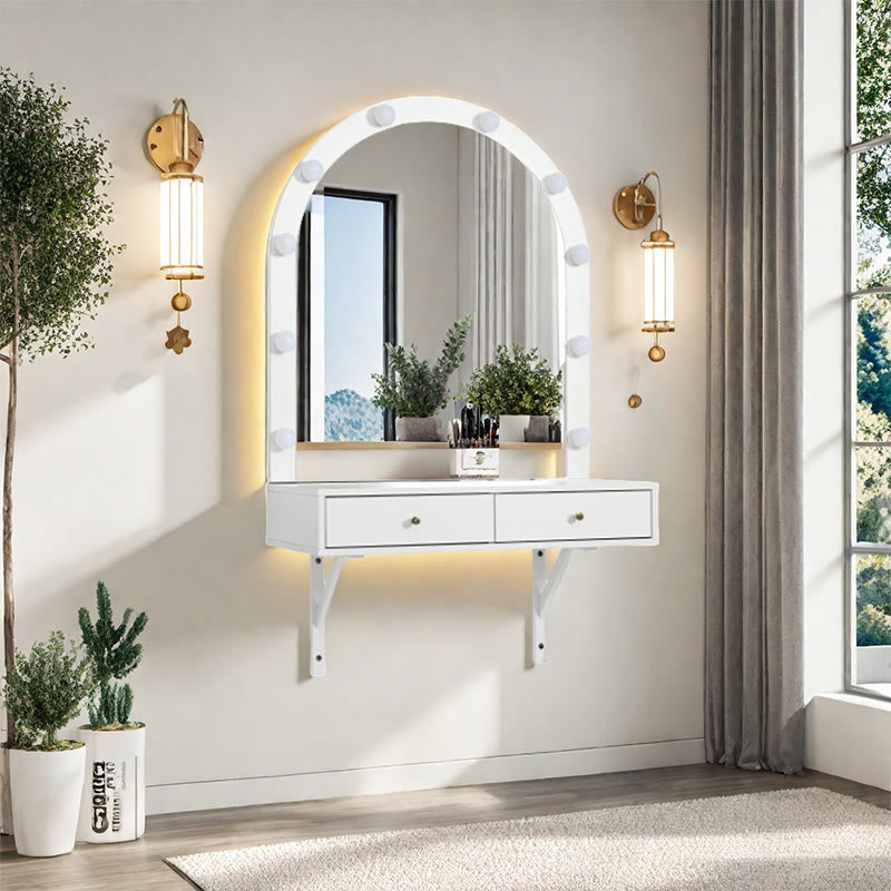 Floating Makeup Vanity Desk With Mirror
