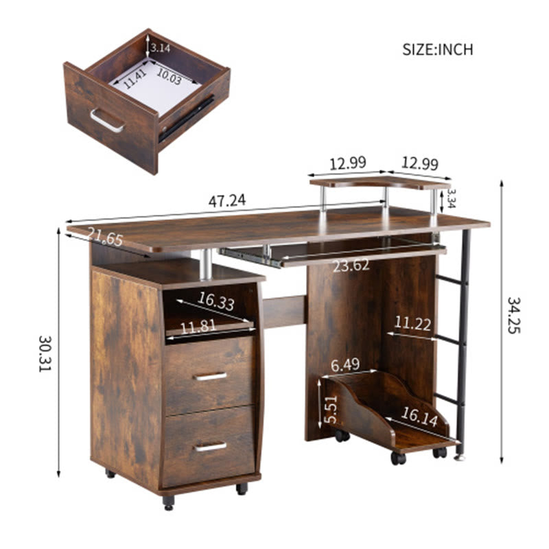 Wood Computer Desk With Pc Droller - image 8
