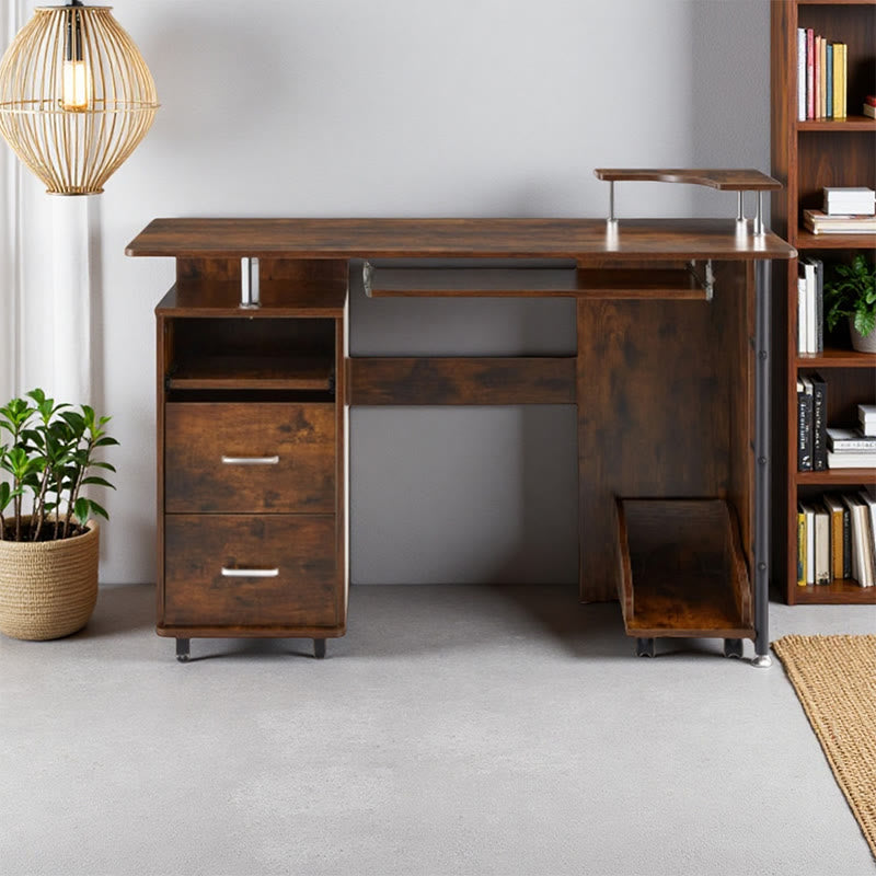 Wood Computer Desk With Pc Droller