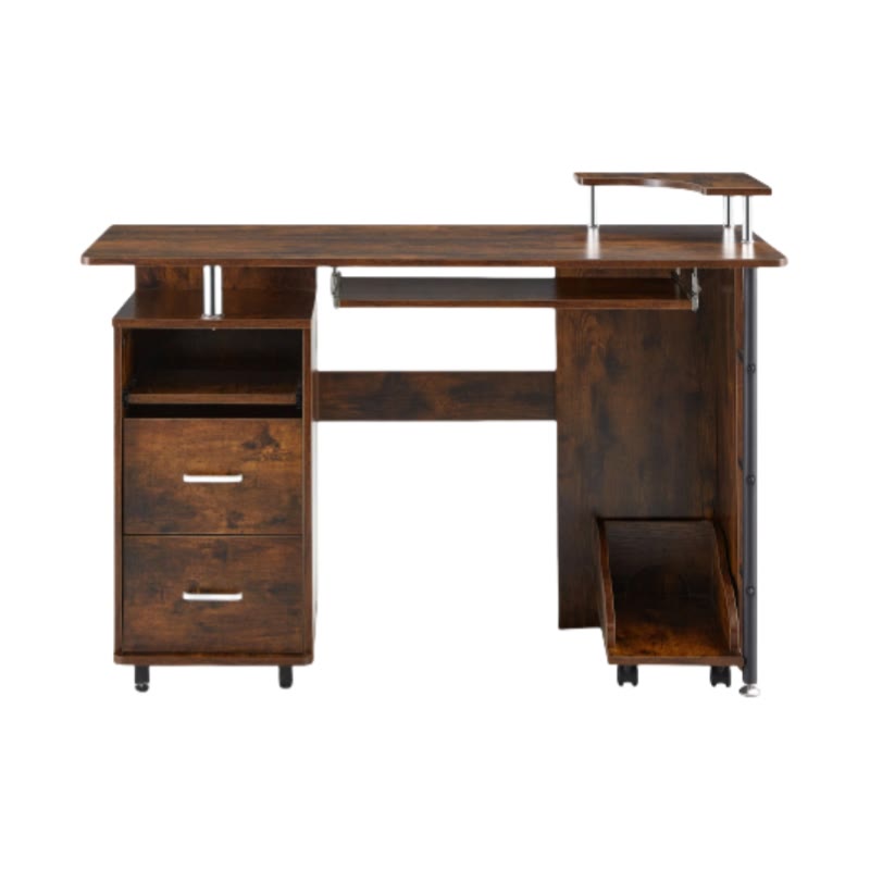 Wood Computer Desk With Pc Droller