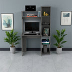 Gray Home Office Desh With Hutch - image 3