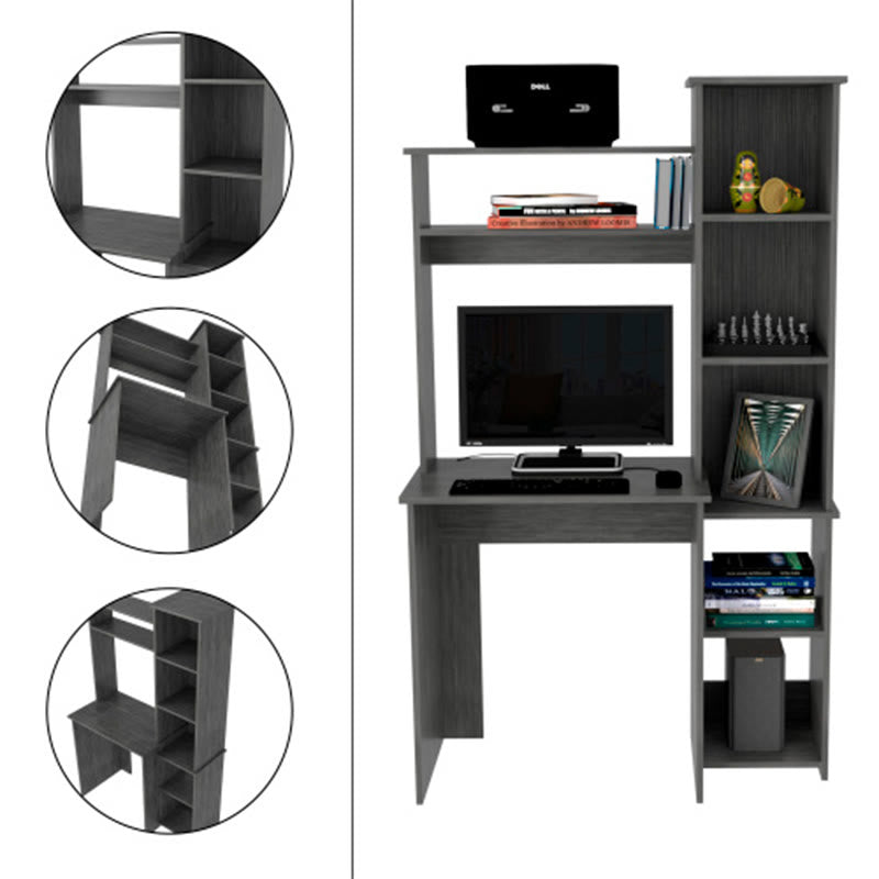 Gray Home Office Desh With Hutch - image 5