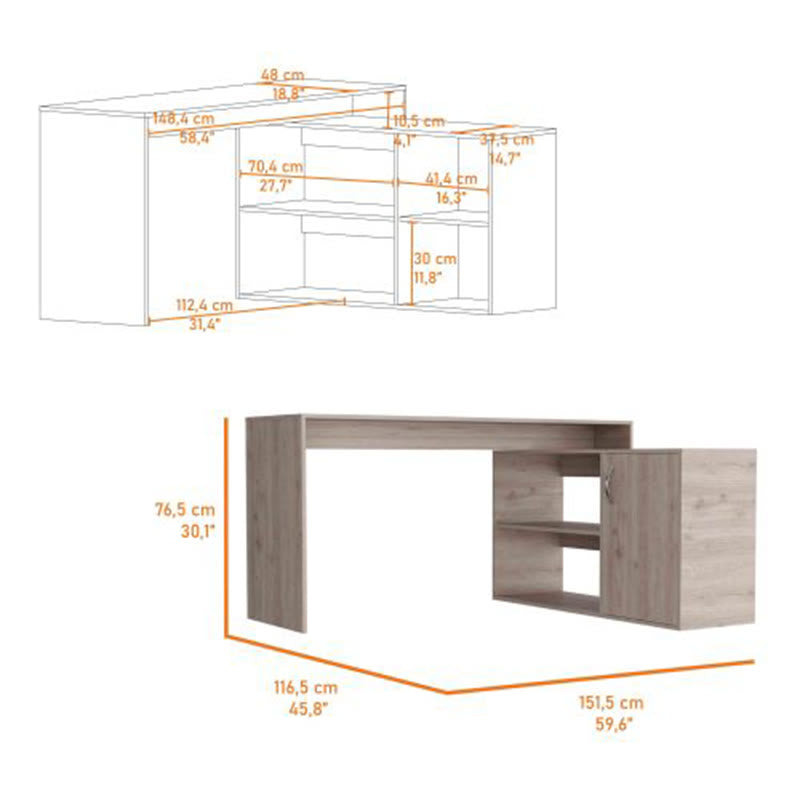 L-shaped Writing Desk With Cabinet