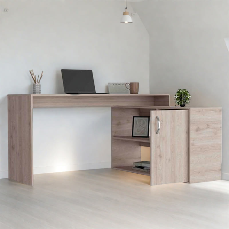 L-shaped Writing Desk With Cabinet - Beige - 45.86"L x 59.64"W x 30.11"H - image 5