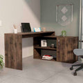 L-shaped Writing Desk With Cabinet - Brown - 45.86"L x 59.64"W x 30.11"H - image 0