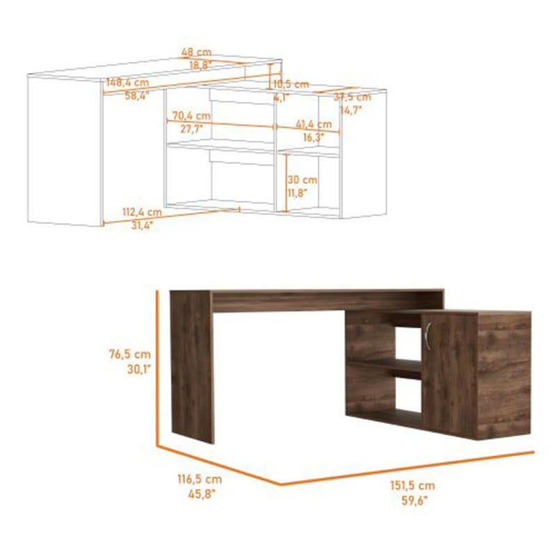 L-shaped Writing Desk With Cabinet