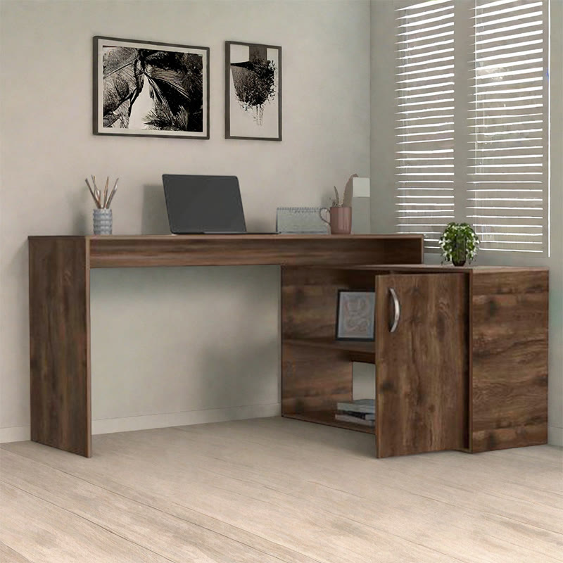 L-shaped Writing Desk With Cabinet