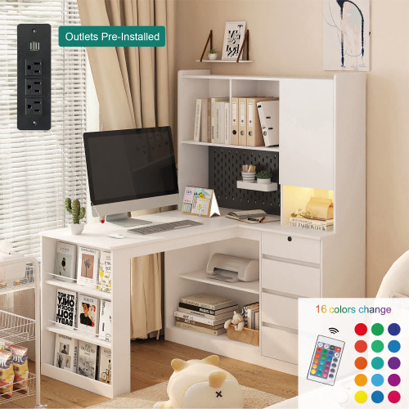 L-shaped Computer Desk With Charger