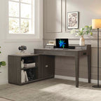 L-shaped Workstation Home Office Desk With Mini Hutch - 55"L x 47.25"W x 34.25"H - image 0