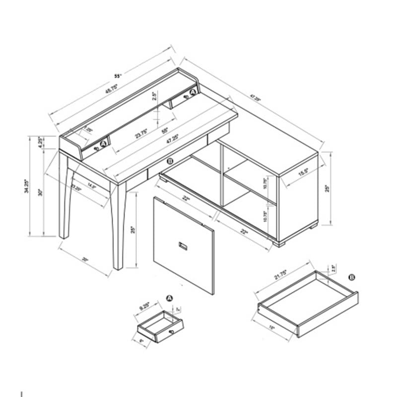 L-shaped Workstation Home Office Desk With Mini Hutch - image 8
