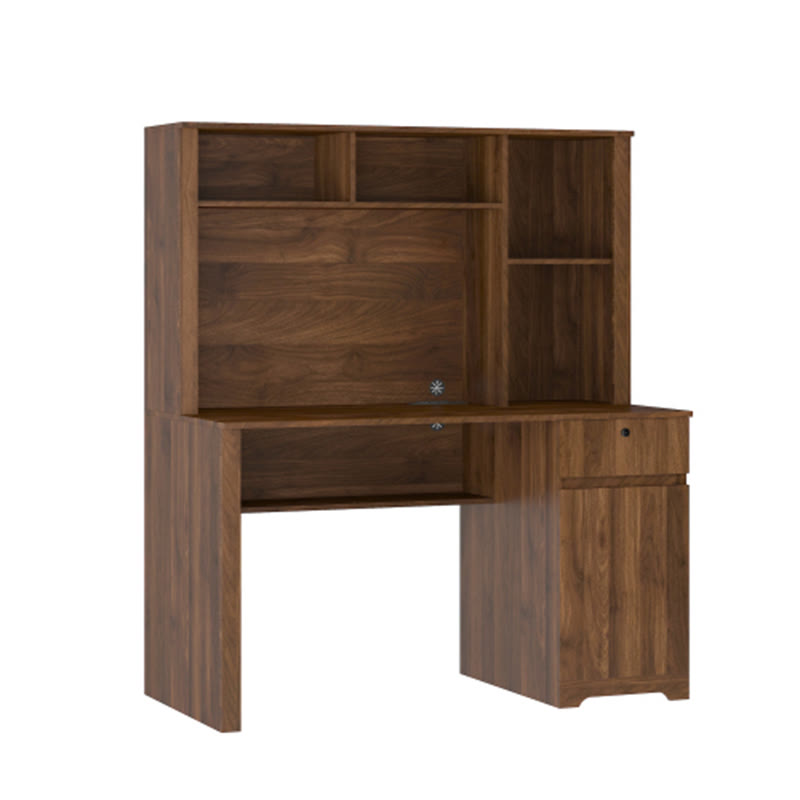 Wood Computer Desk With Hutch & Bookshelf
