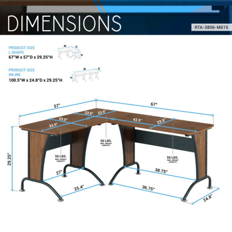 L-shaped Computer Desk With Inline Team Desk Option - image 7