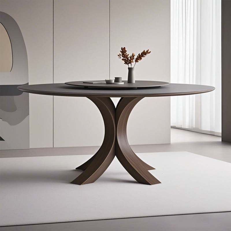 Round Wood Slate Dining Table  - W51.18" x D51.18" x H29.53" - image 0