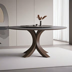 Round Wood Slate Dining Table  - W51.18" x D51.18" x H29.53" - image 0