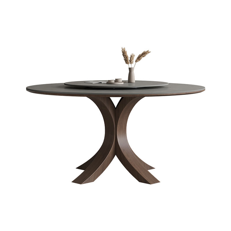 Round Wood Slate Dining Table  - image 1