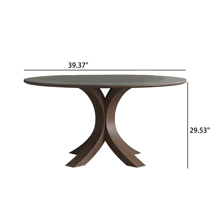 Iffhome Round Wood Slate Dining Table