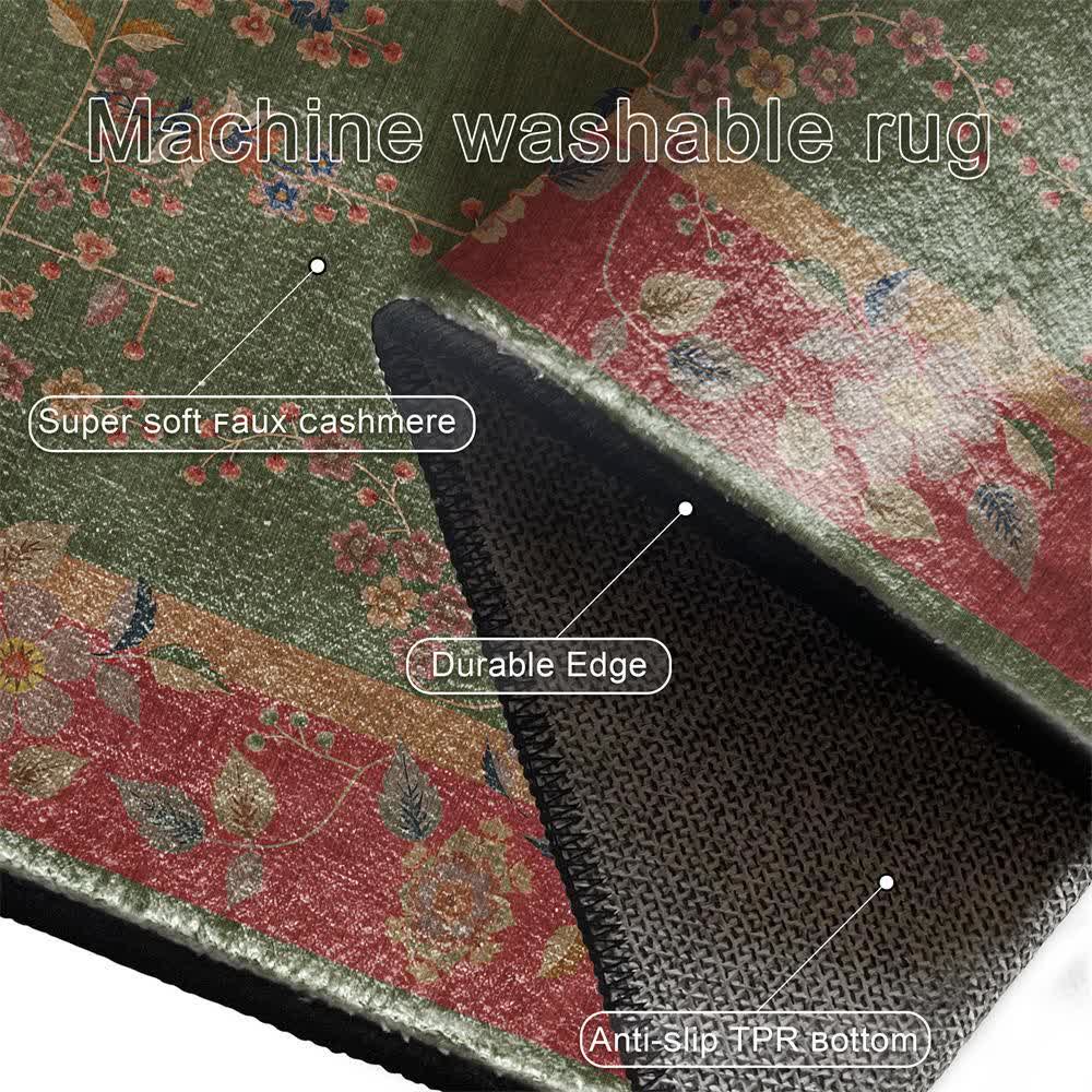 Retro Floral Foldable Anti-slip Area Rug - image 6