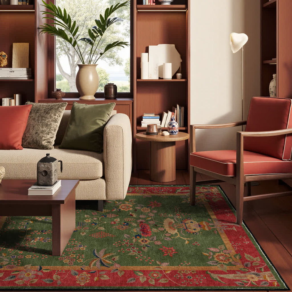 Retro Floral Foldable Anti-slip Area Rug - image 1