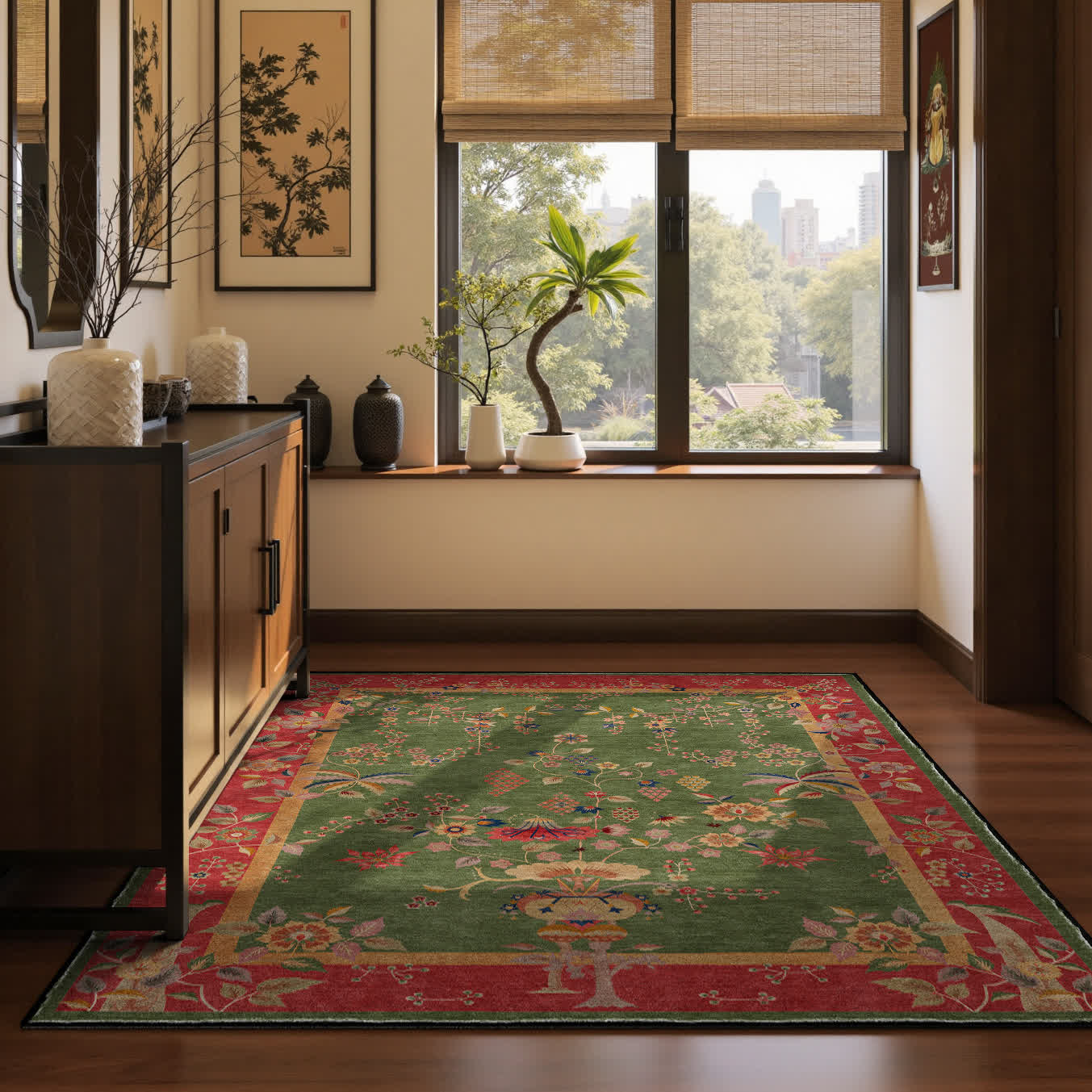 Retro Floral Foldable Anti-slip Area Rug - image 3
