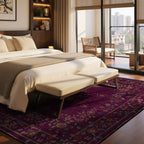 Retro Floral Foldable Indoor Outdoor Rug - Purple - 60" x 96" - image 0