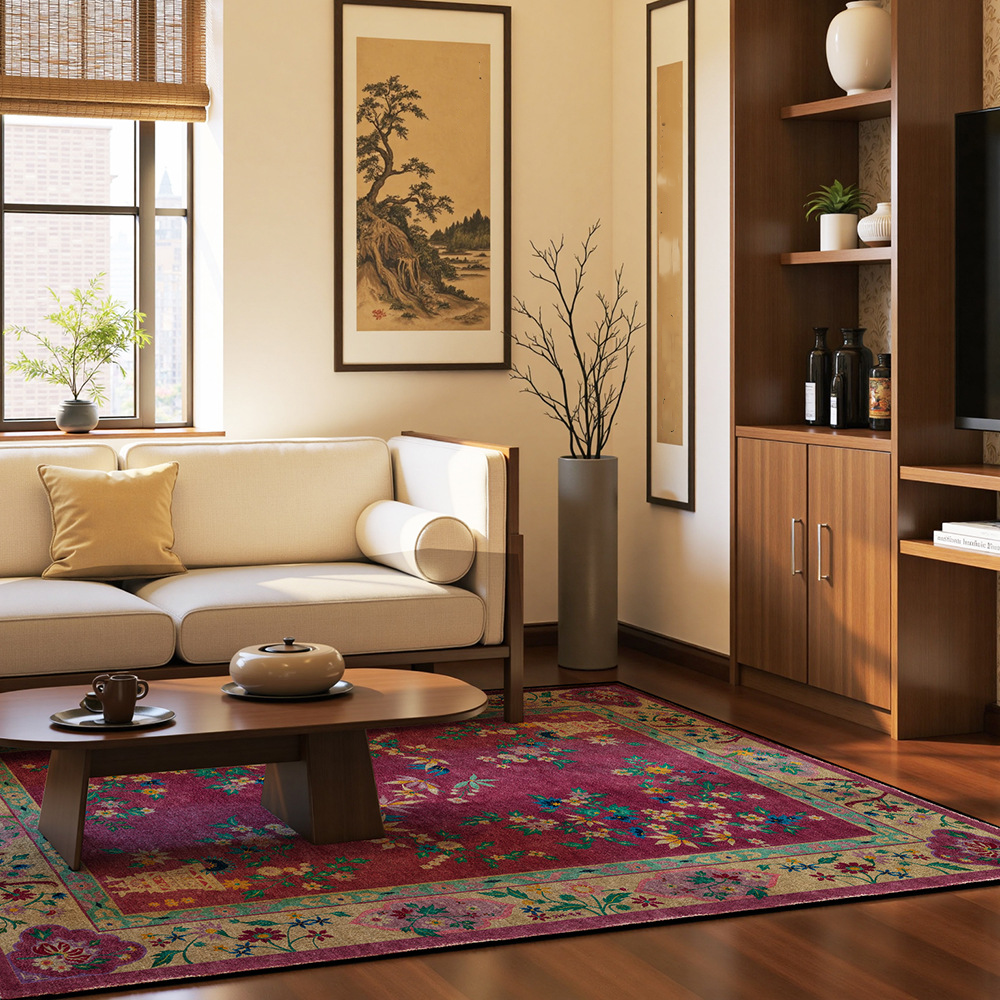 Retro Floral Indoor Outdoor Area Rug - image 2