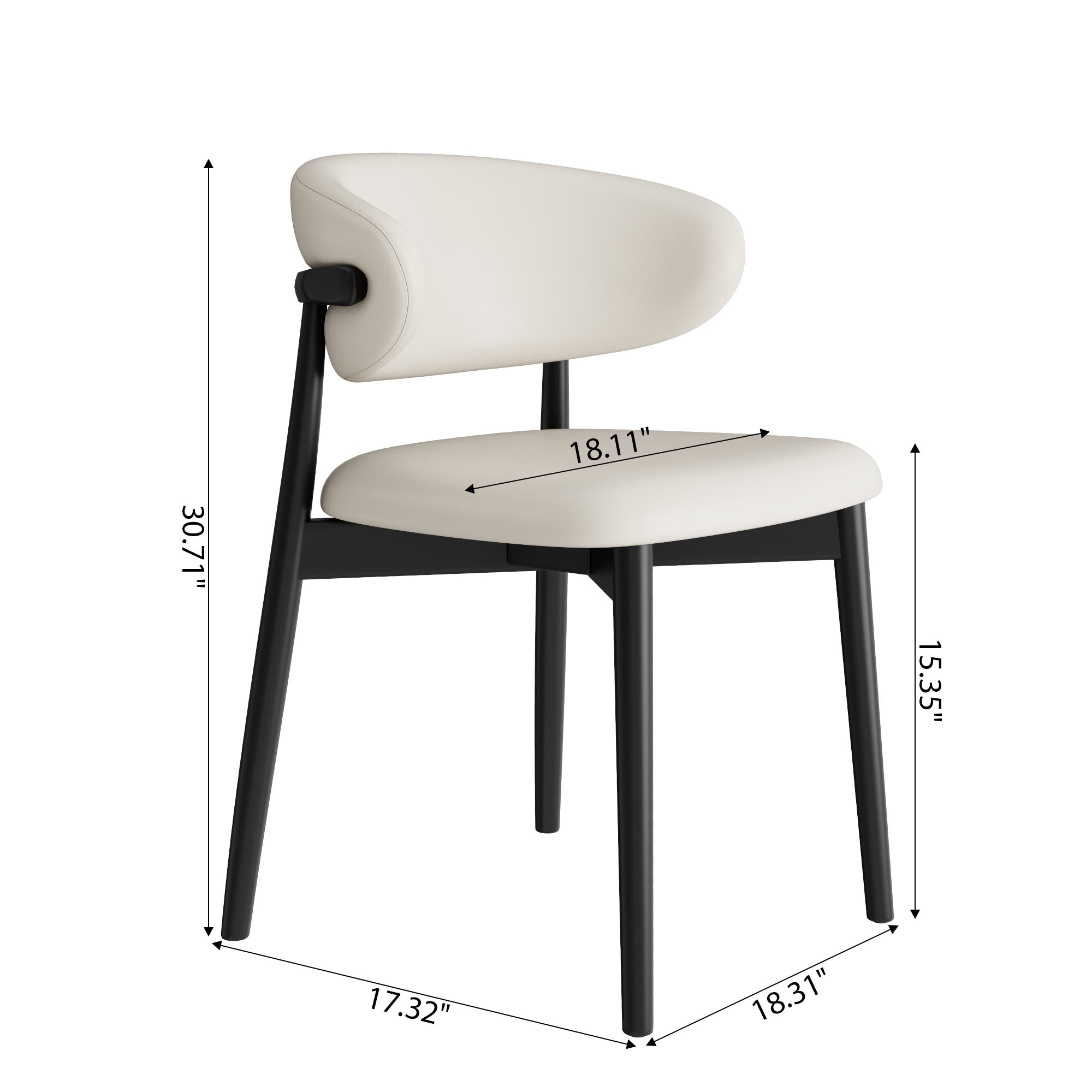 2x/4x/6x Armless Cream-padded Backrest Dining Chair