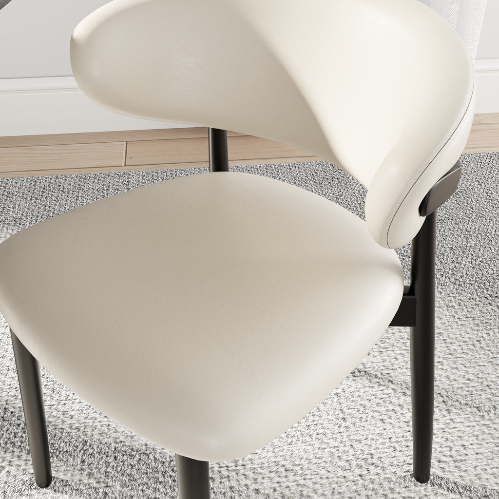 2x/4x/6x Armless Cream-padded Backrest Dining Chair
