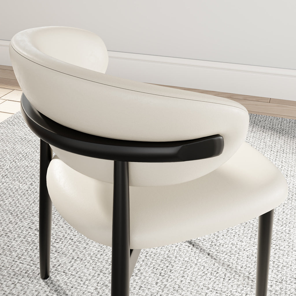 2x/4x/6x Armless Cream-padded Backrest Dining Chair