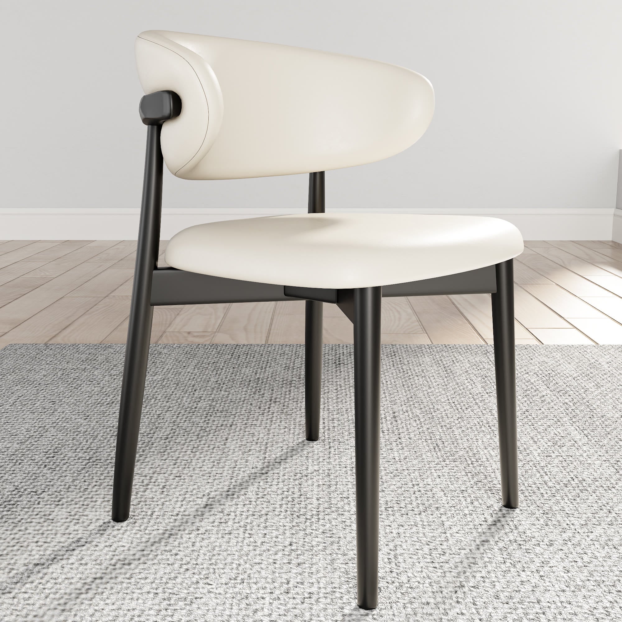 2x/4x/6x Armless Cream-padded Backrest Dining Chair - image 3