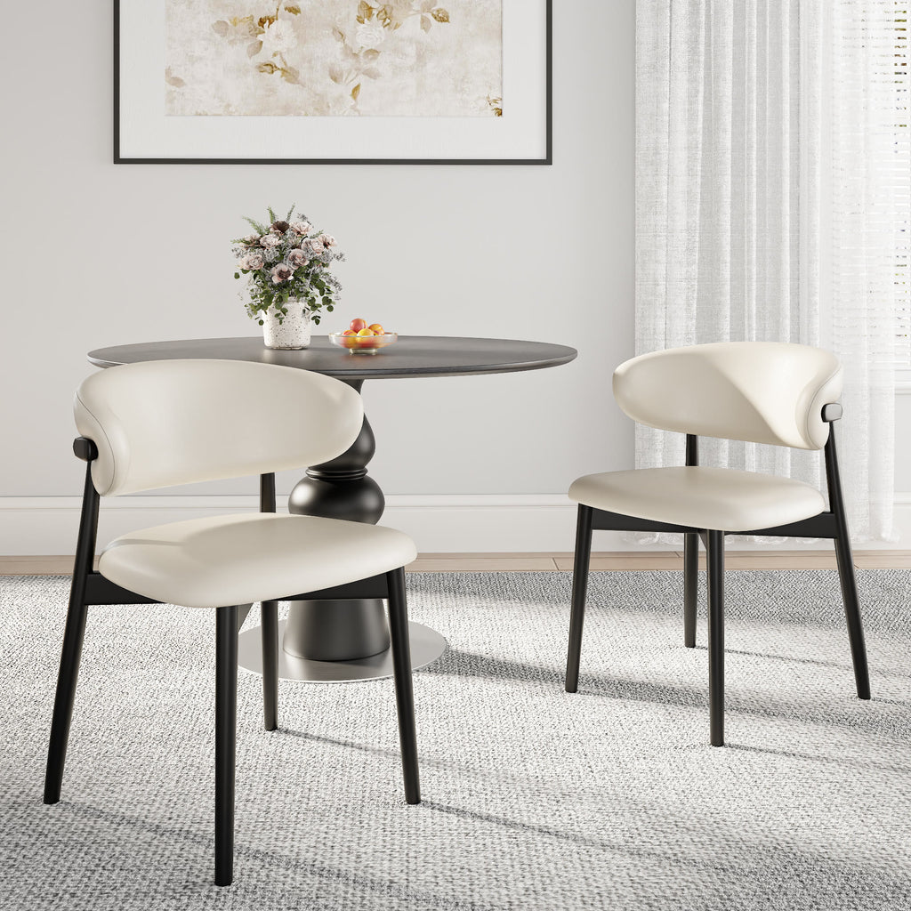 2x/4x/6x Armless Cream-padded Backrest Dining Chair - Black - 6xChairs - image 0