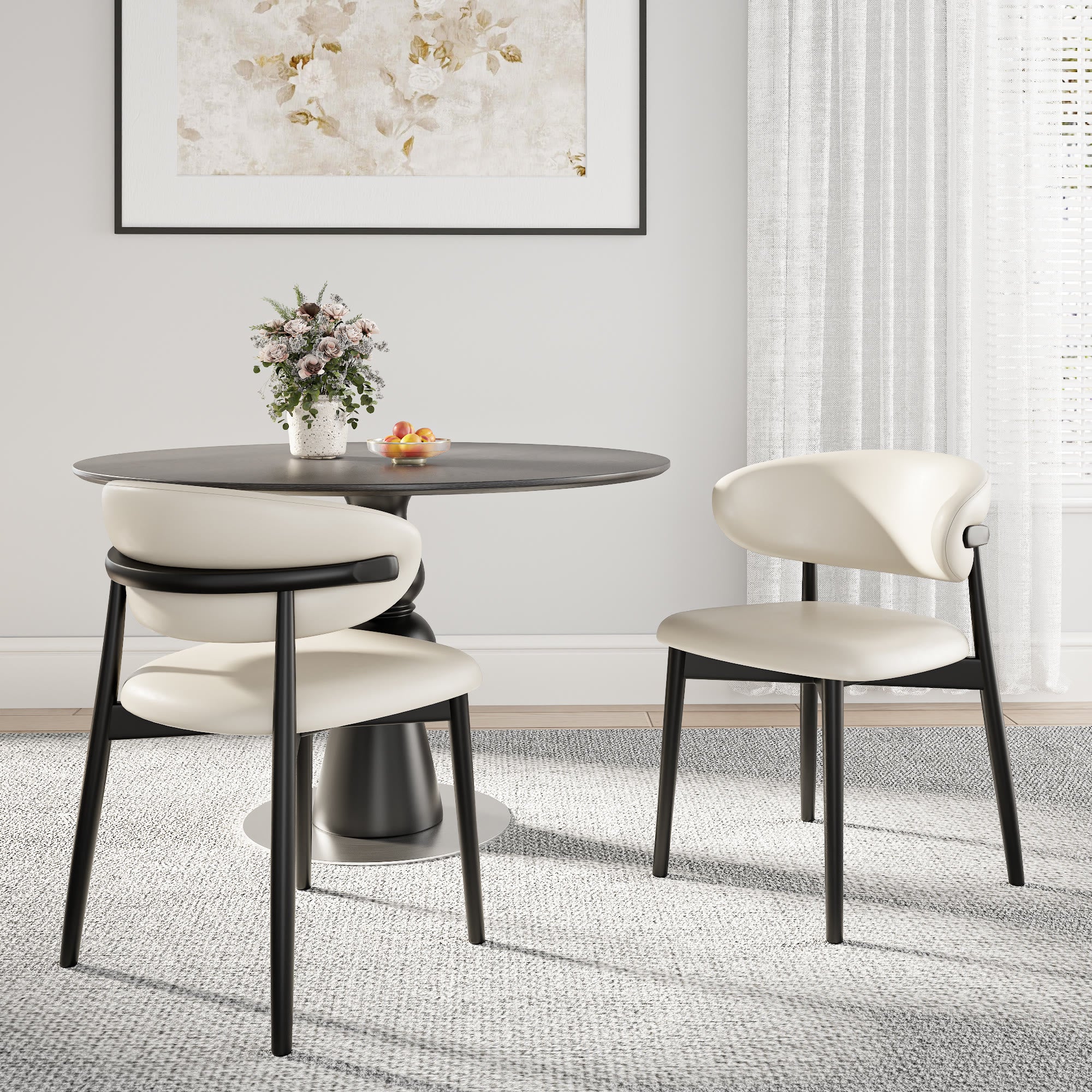 2x/4x/6x Armless Cream-padded Backrest Dining Chair - image 2