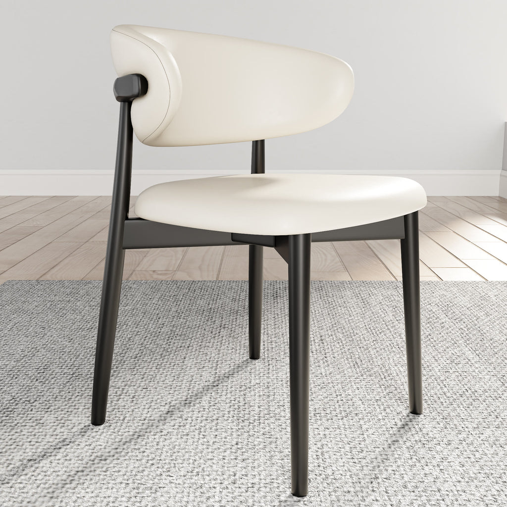2x/4x/6x Armless Cream-padded Backrest Dining Chair