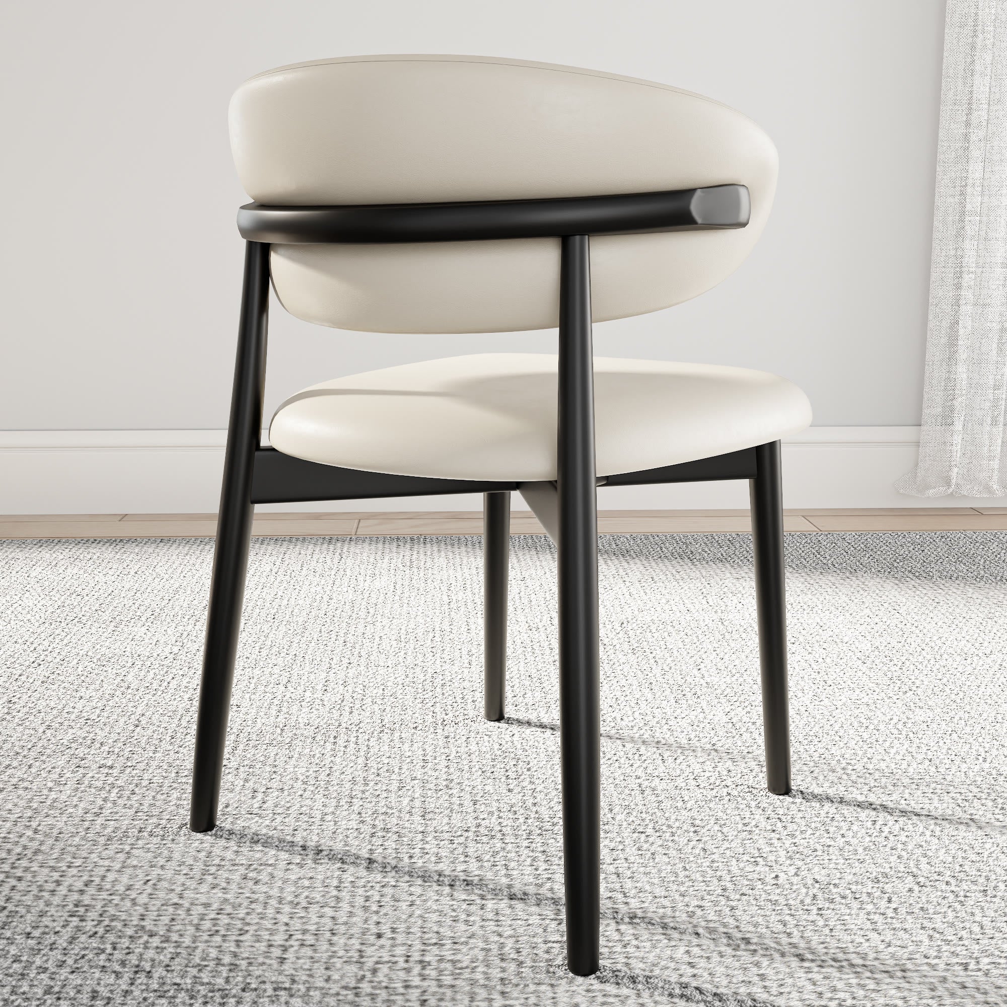 2x/4x/6x Armless Cream-padded Backrest Dining Chair