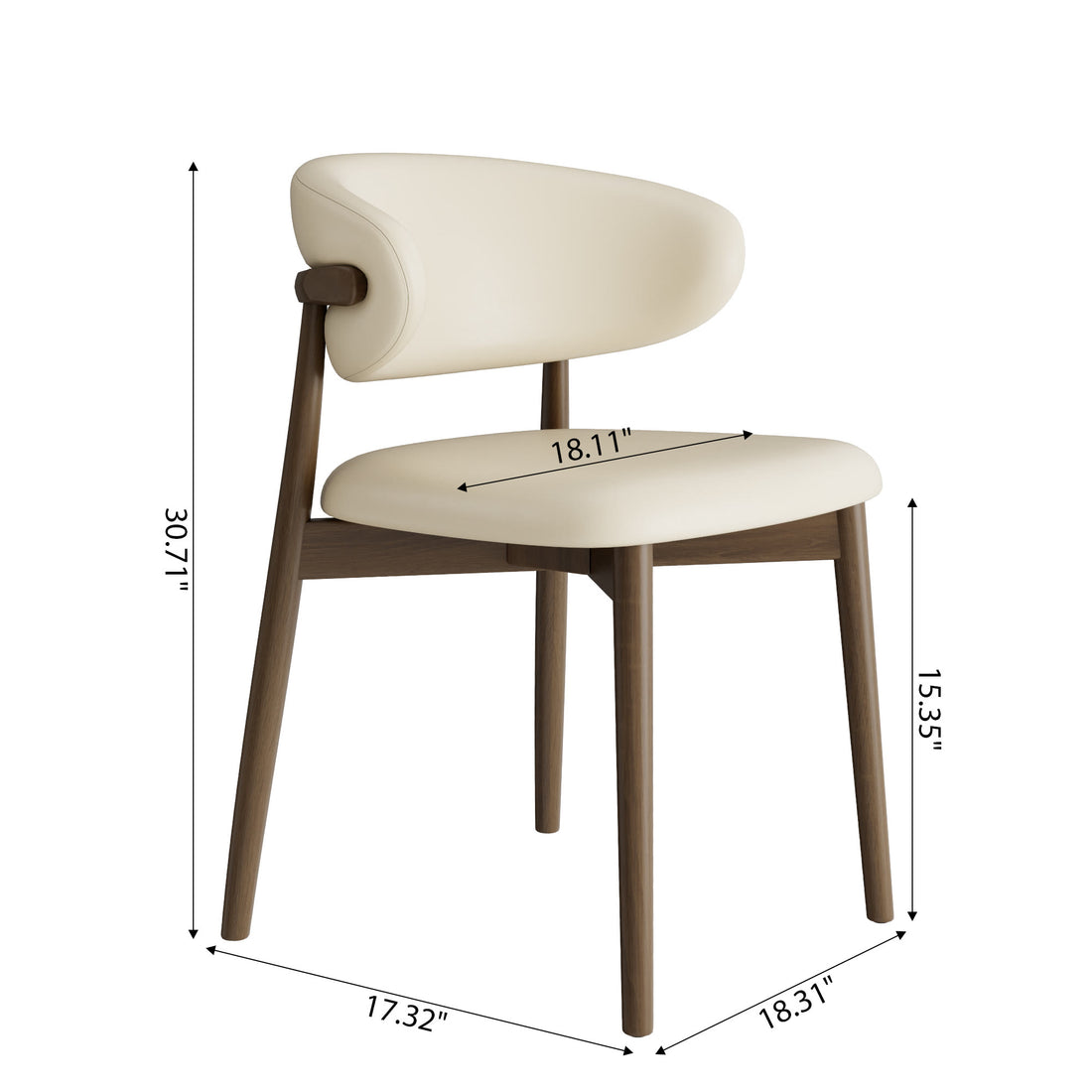 2x/4x/6x Retro Armless Dining Chairs With Curved Backrest