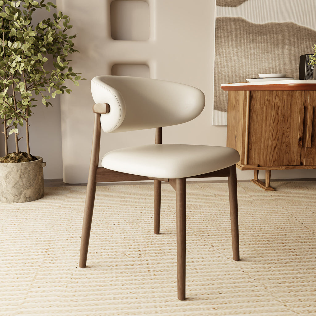 2x/4x/6x Retro Armless Dining Chairs With Curved Backrest - Beige - 6xChairs - image 0