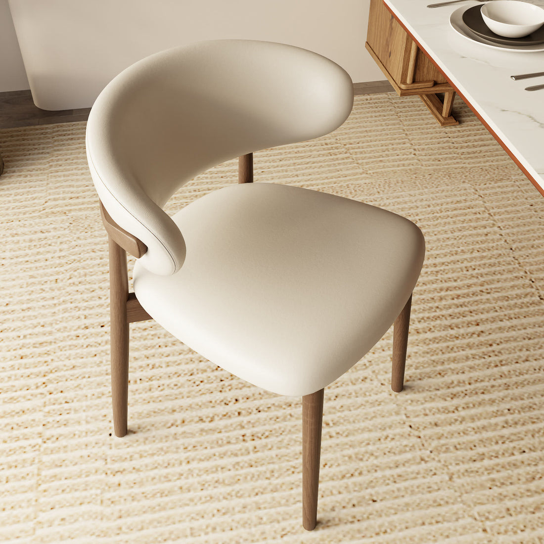 2x/4x/6x Retro Armless Dining Chairs With Curved Backrest