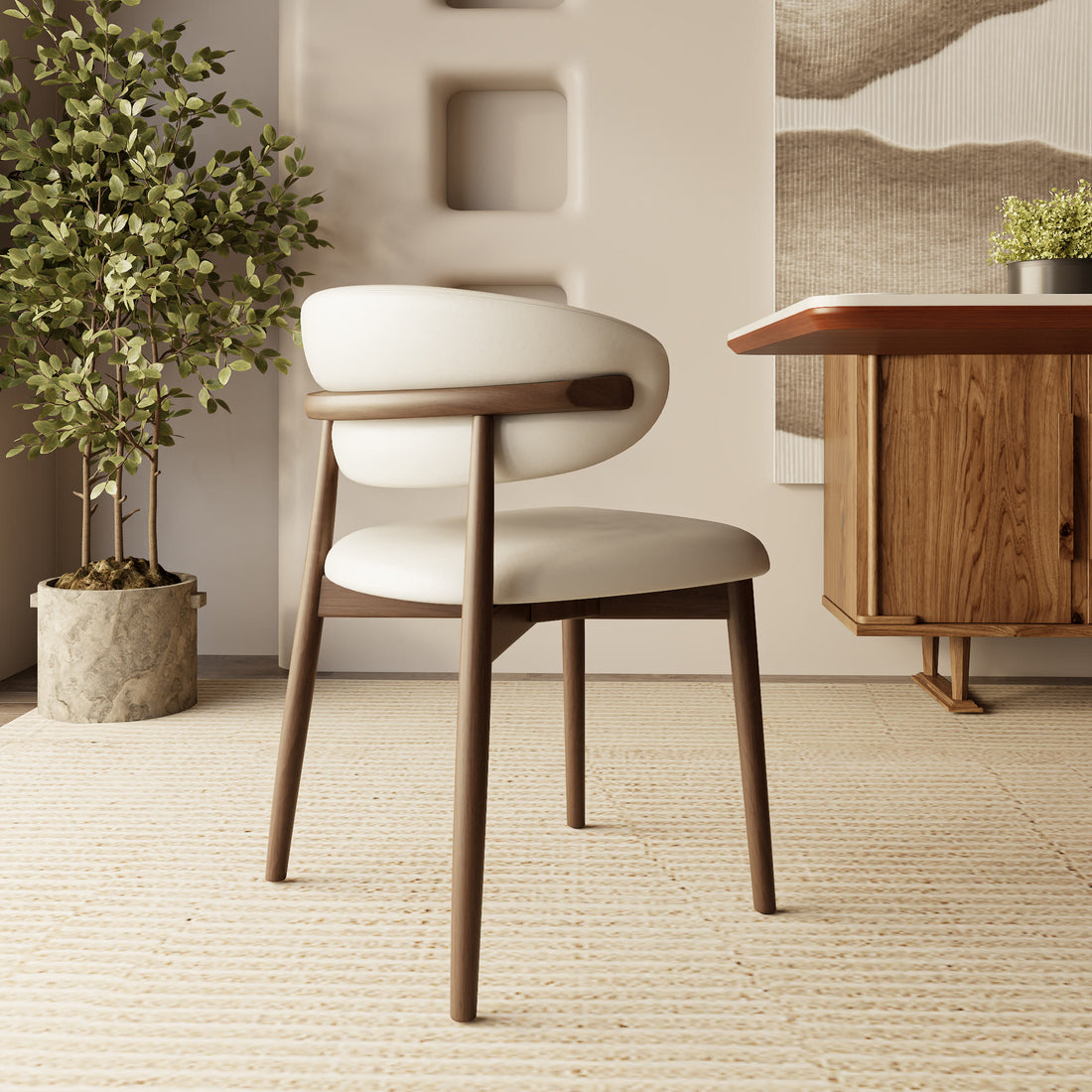 2x/4x/6x Retro Armless Dining Chairs With Curved Backrest