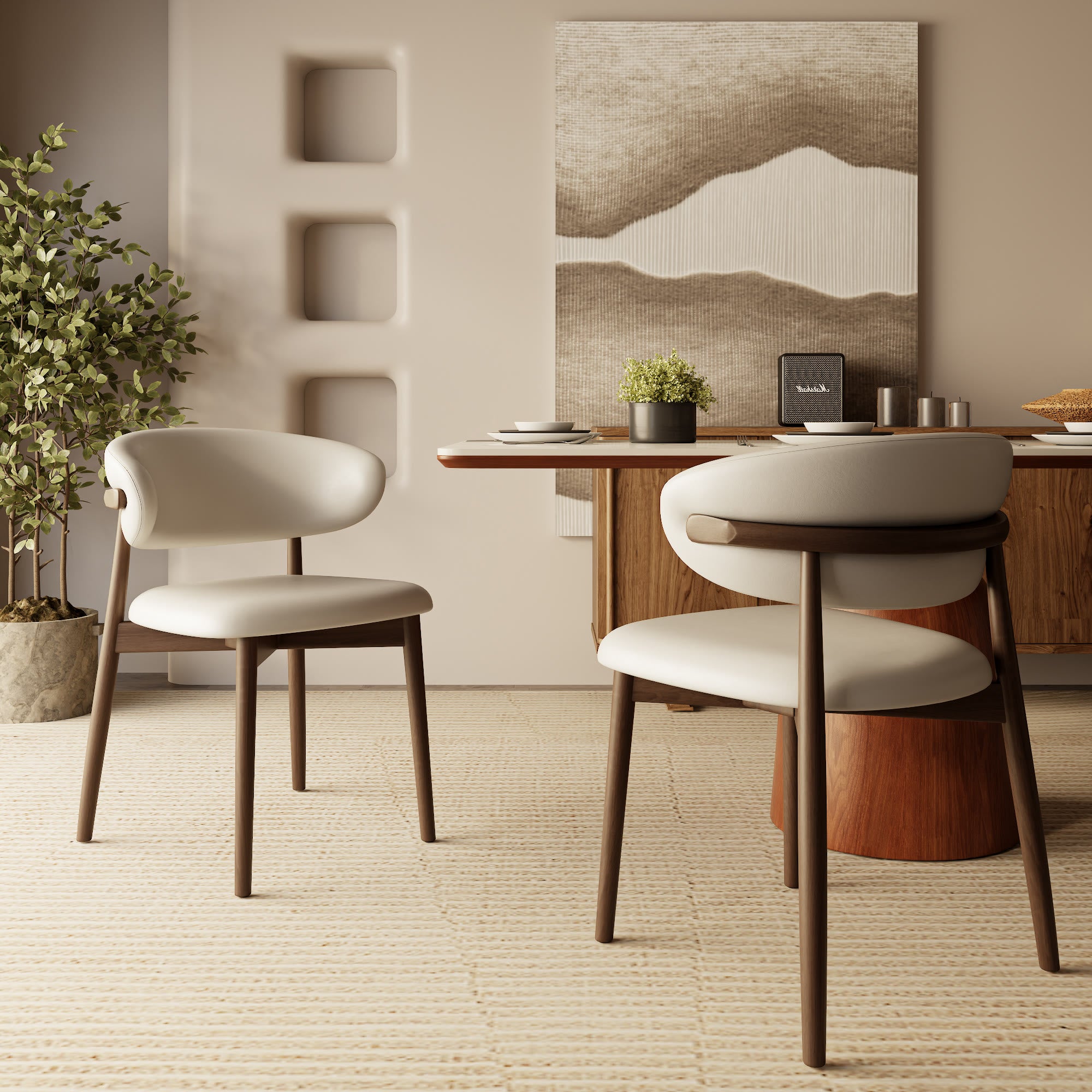2x/4x/6x Retro Armless Dining Chairs With Curved Backrest - image 2