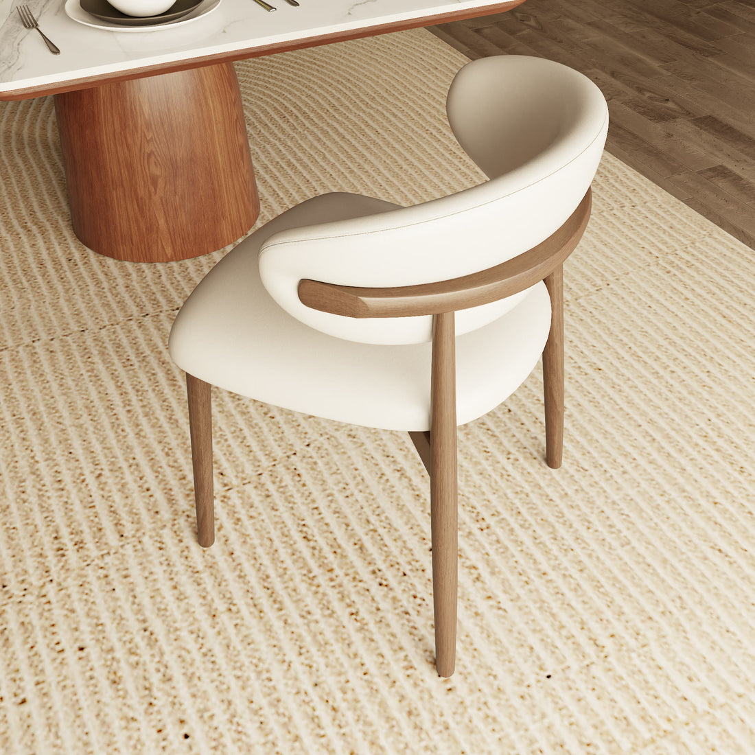 2x/4x/6x Retro Armless Dining Chairs With Curved Backrest