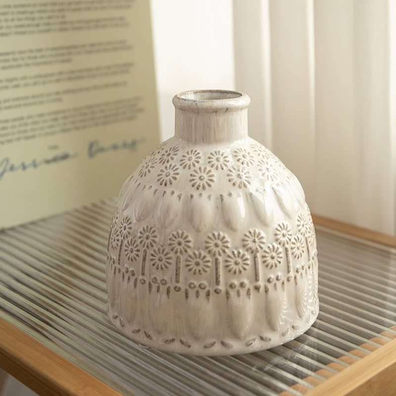 Vintage Embossed Ceramic Vase Home Ornament - image 9