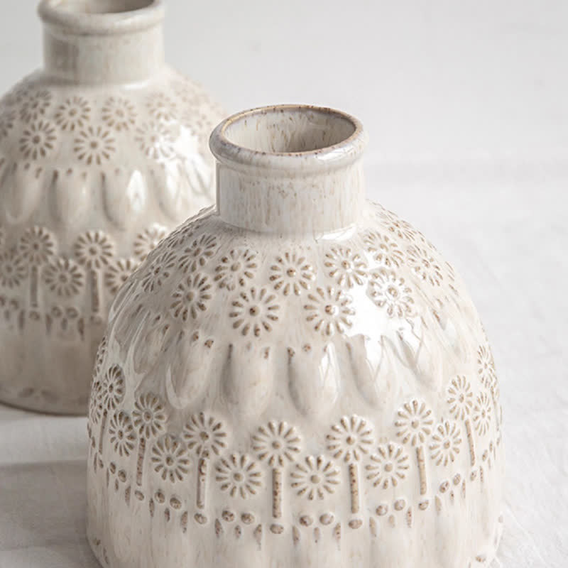 Vintage Embossed Ceramic Vase Home Ornament - image 10